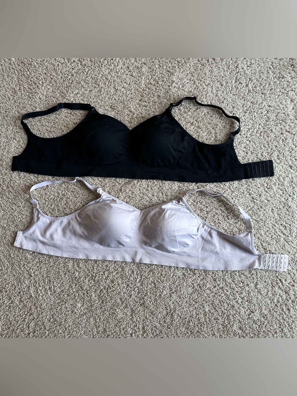 2 Nursing Bras Auden Lightly Lined Seamless Wireless Large Black Cream Maternity